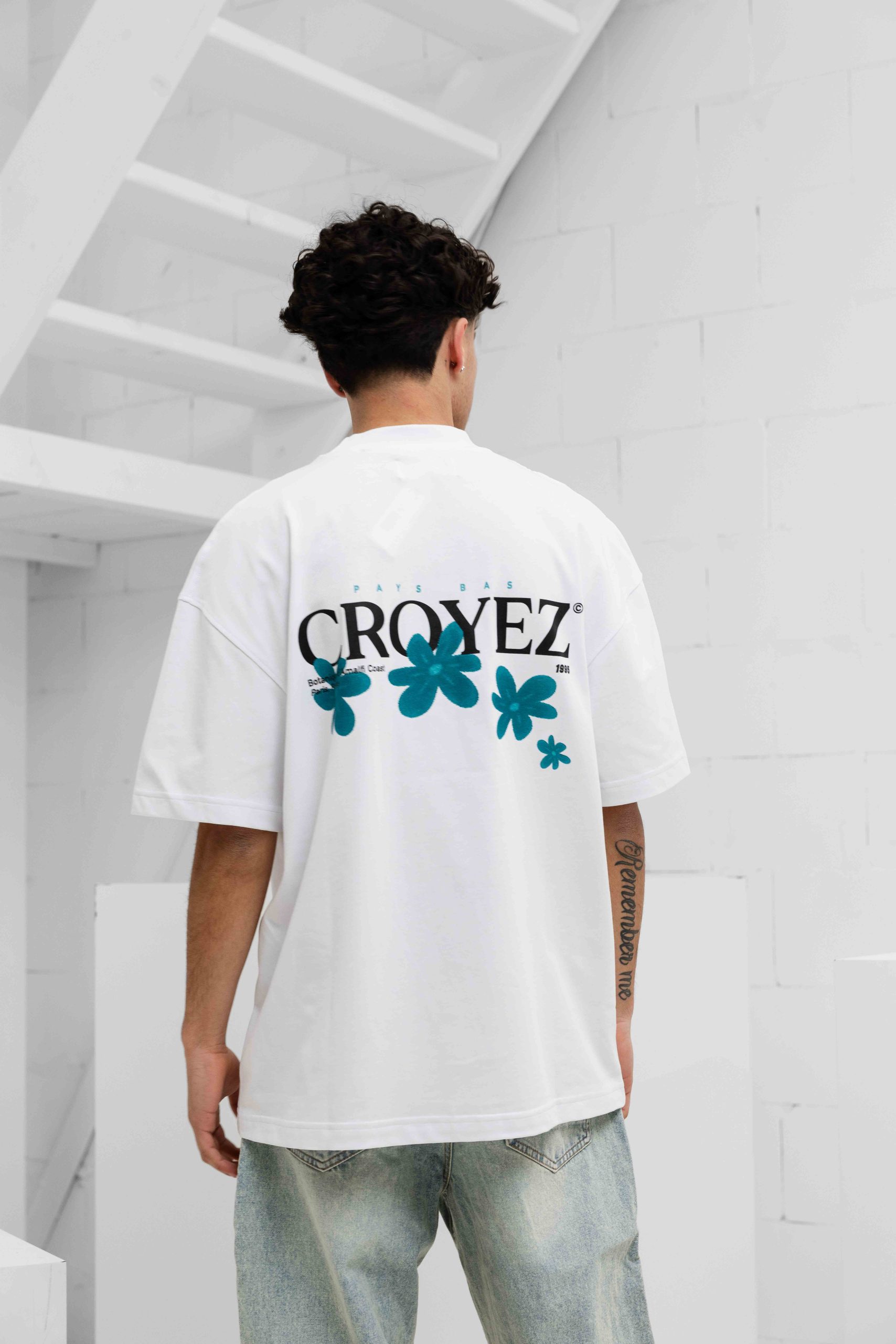 Croyez Botanique T-Shirt Heren Wit/Blauw