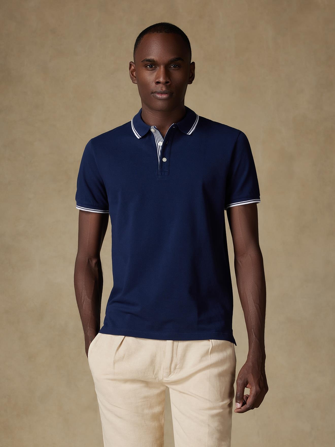 Polo Ray en piqué marine