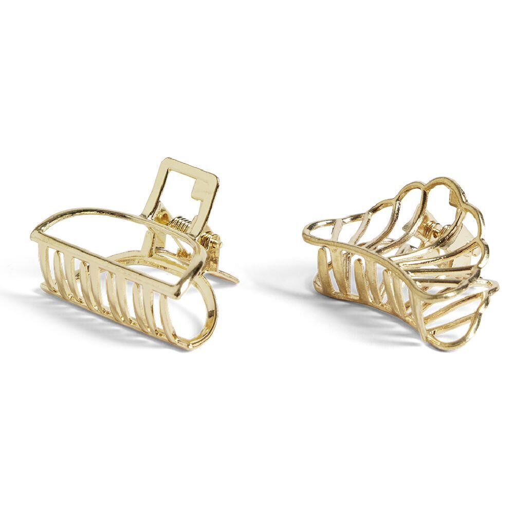 Lot de 2 mini pinces à cheveux métal doré