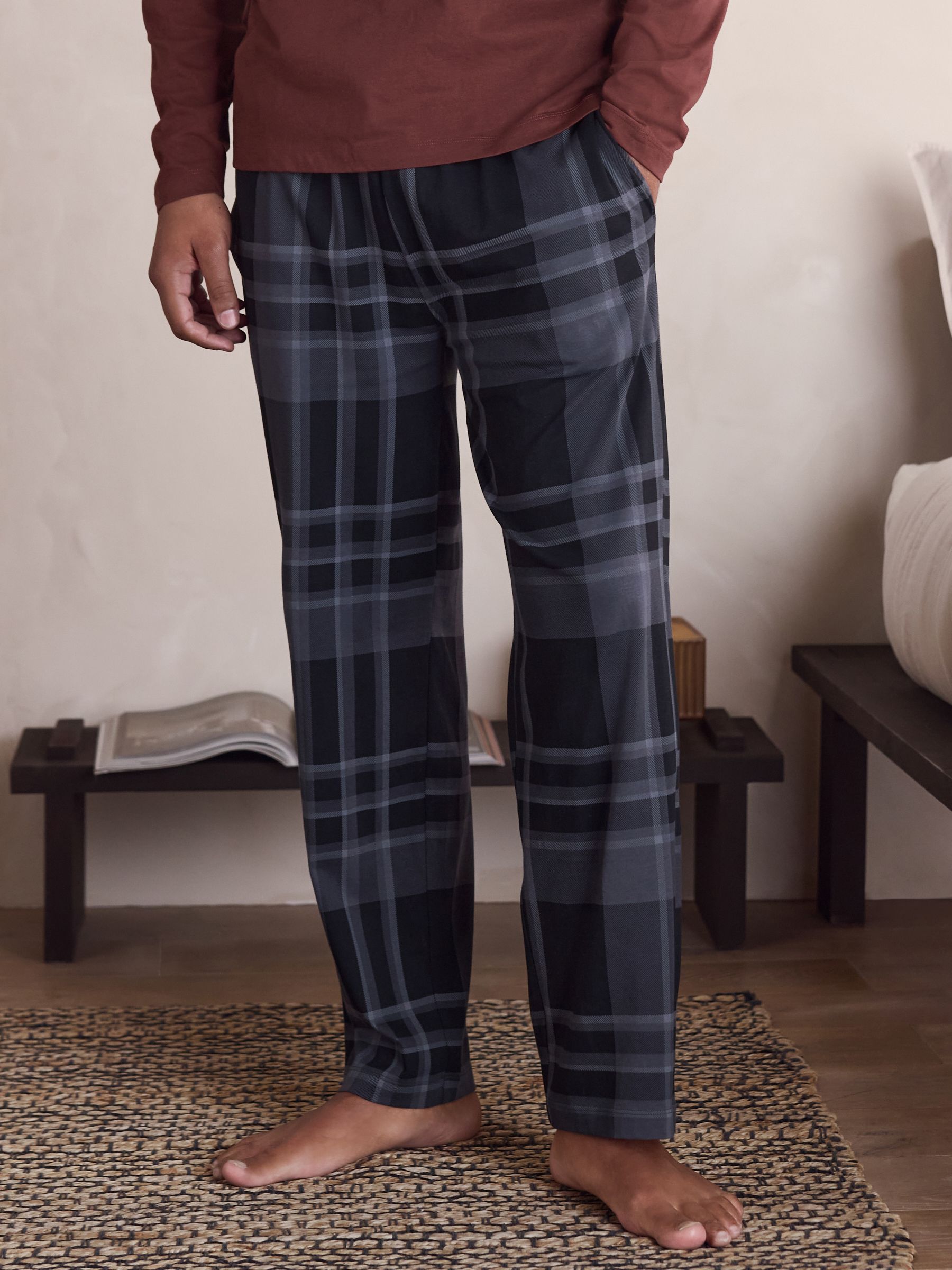 Neutraal/marineblauw - Check Jersey Short Sleeve Pyjamas Set 2 Pack