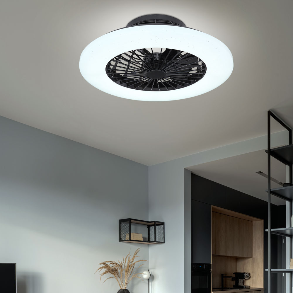 LED Deckenventilator. CCT, Fernbedienung, Sterneneffekt, 50 cm
