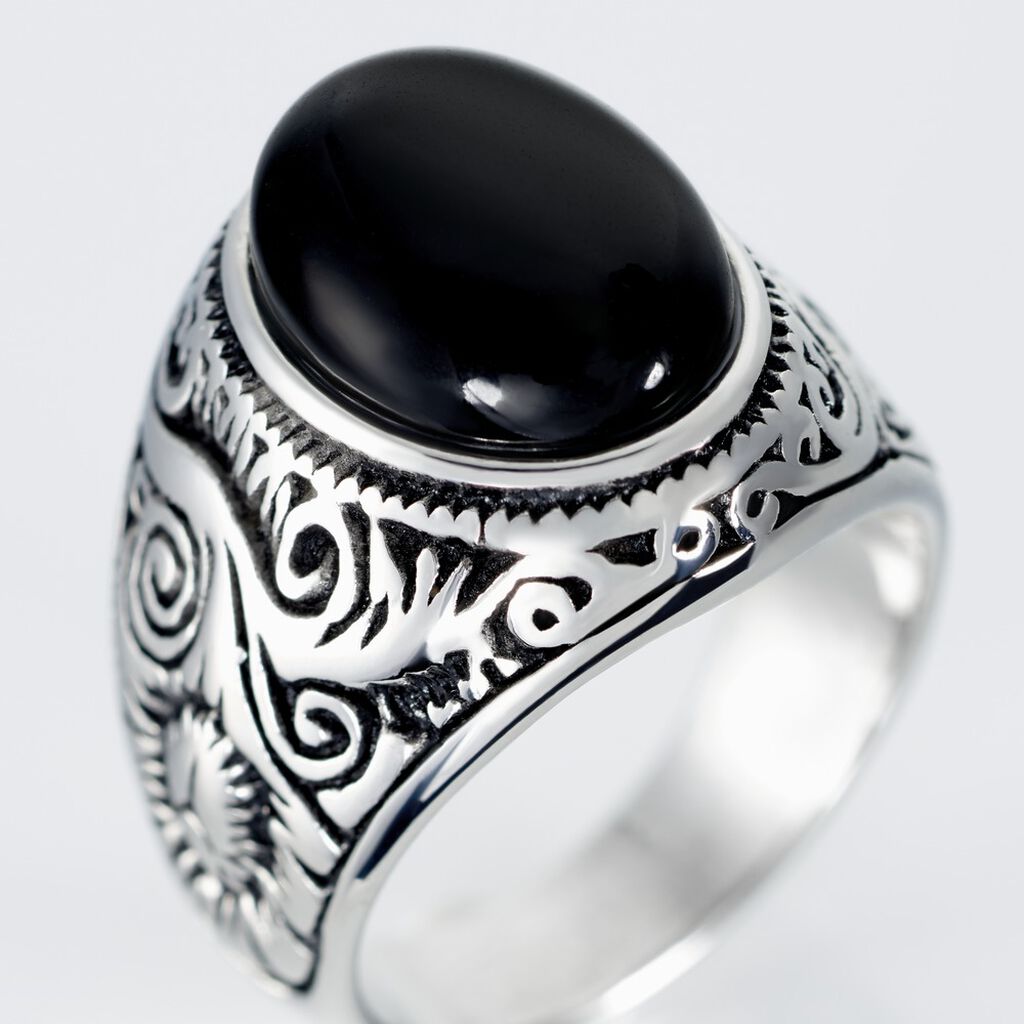 Chevalière Zayn Acier Blanc Agate