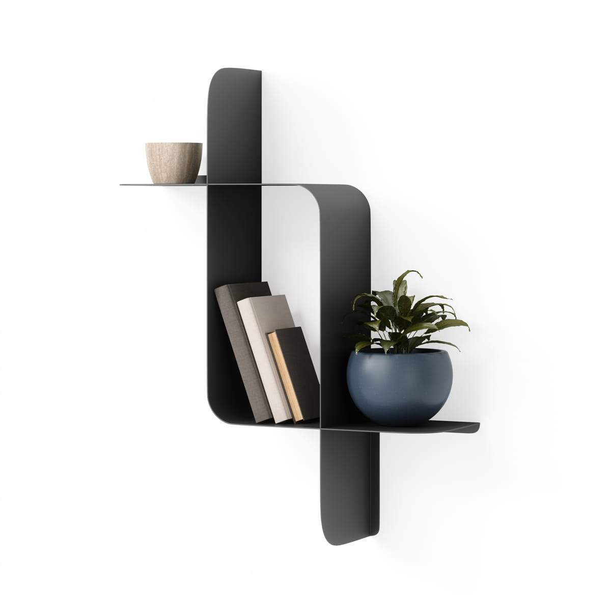 Wandplank Montage metaal zwart - set van 2