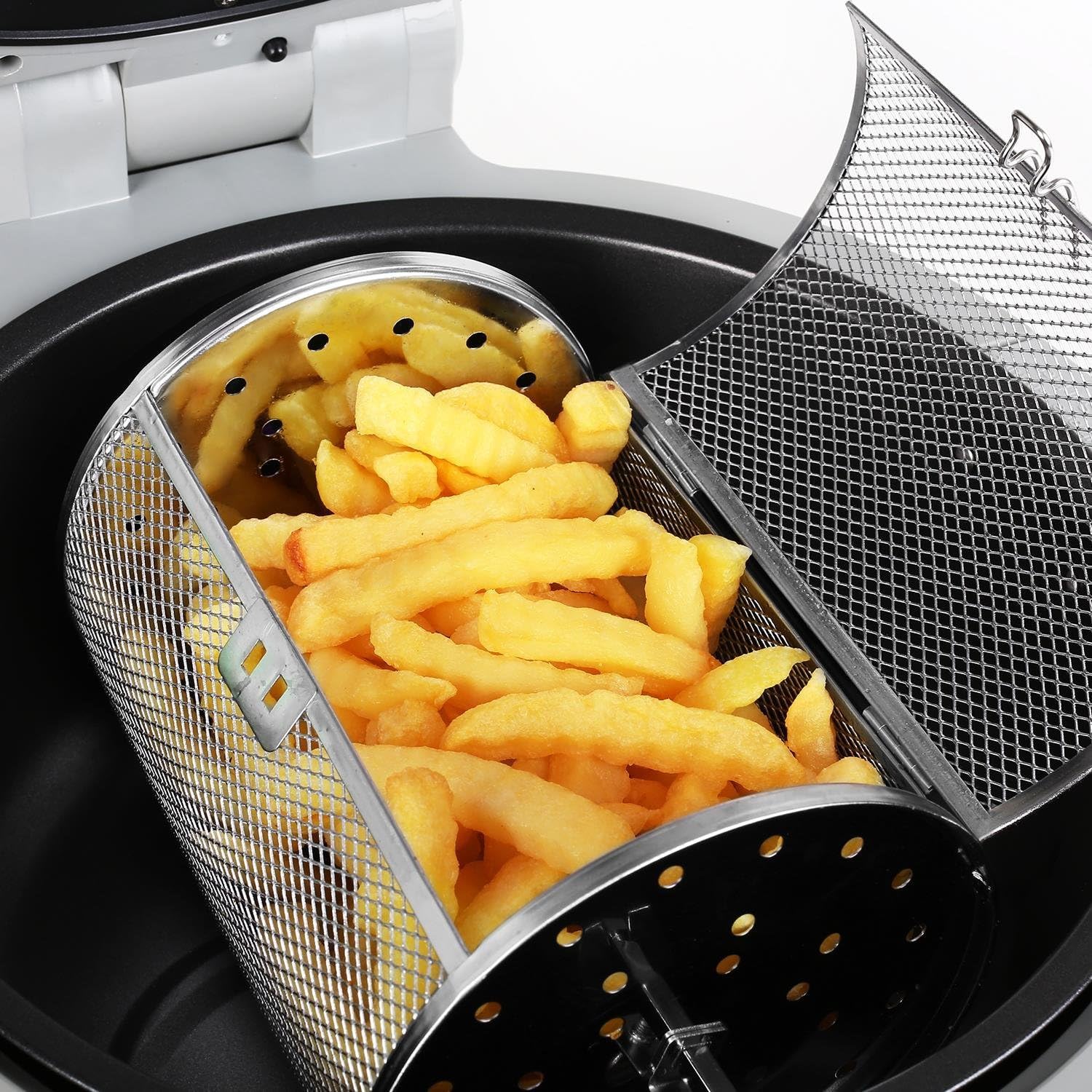 Klarstein VitAir Heißluftfritteuse Fritteuse, 1400 Watt, fett-frei Frittieren + Backen + Grillen + Rösten, Halogen-Infrarot-Heizelement, Automatik, Antihaft-Beschichtung, schwarz