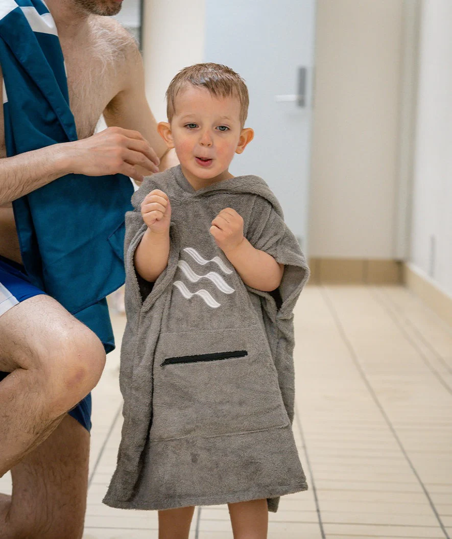 Watery badeponcho til børn - Bomuld - Grå