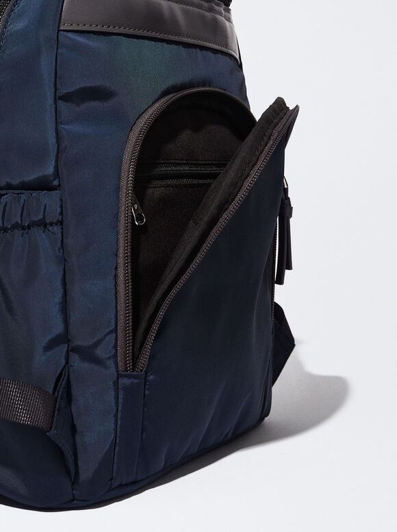 Mochila de nylon com pingente - Azul marinho