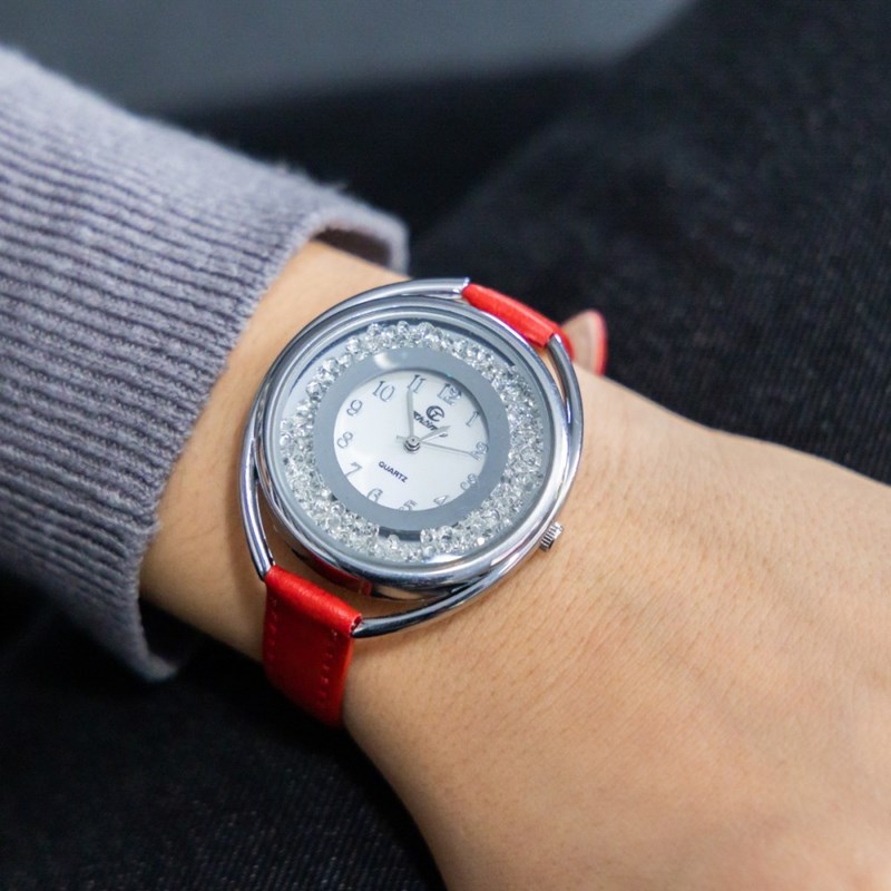 Montre Femme CHTIME bracelet Cuir Rouge