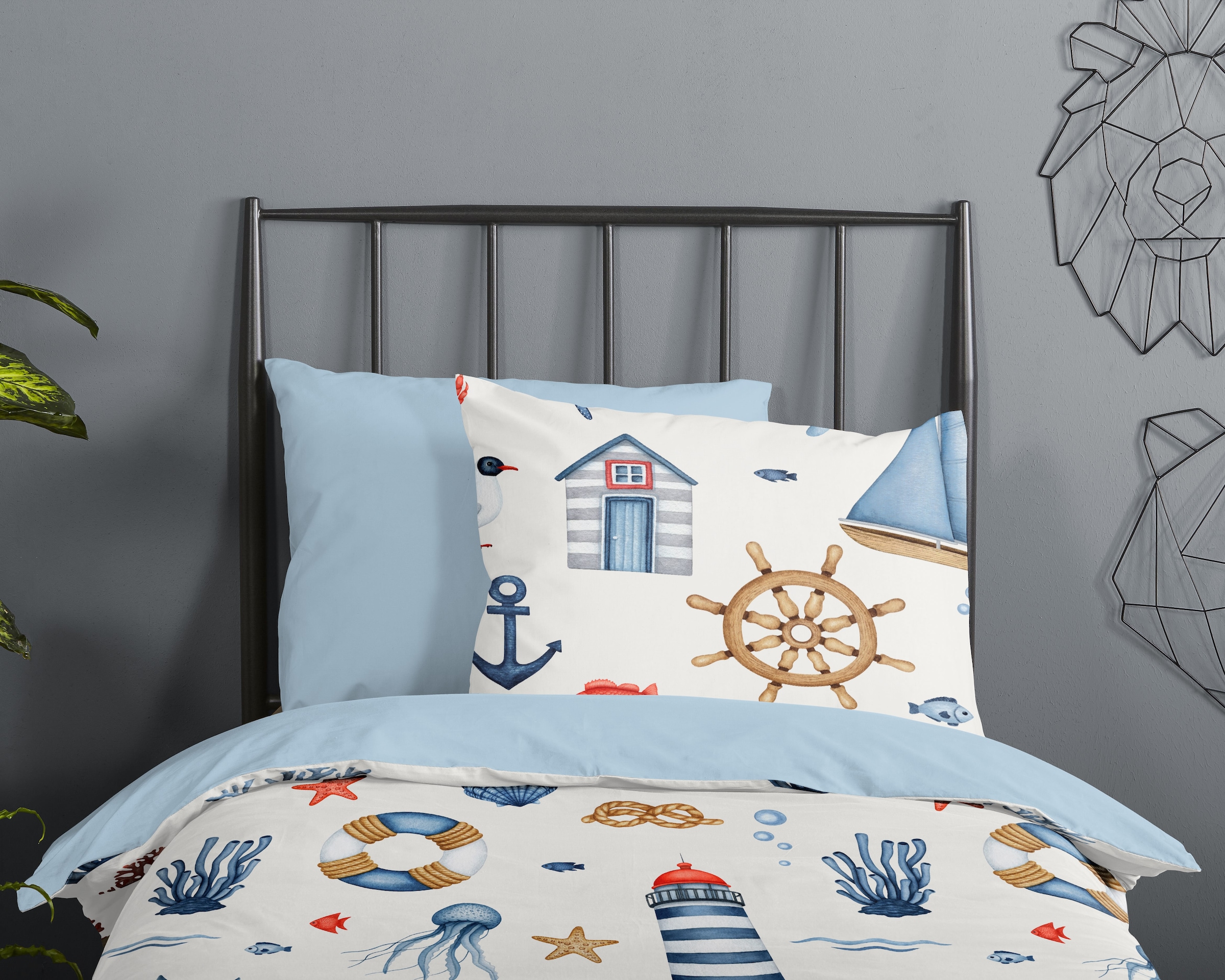 good morning Babybettwäsche »Ahoy« 2 Stk. tlg. 100% Baumwolle, Reissverschluss, Wendeoptik, Baby, Kind, Maritim