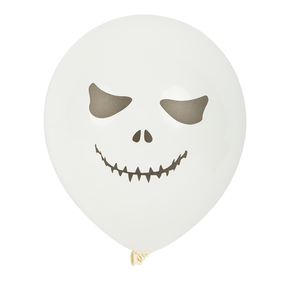 6 Ballons Têtes terrifiantes Blanc et Noir 30cm - 2 motifs différentes