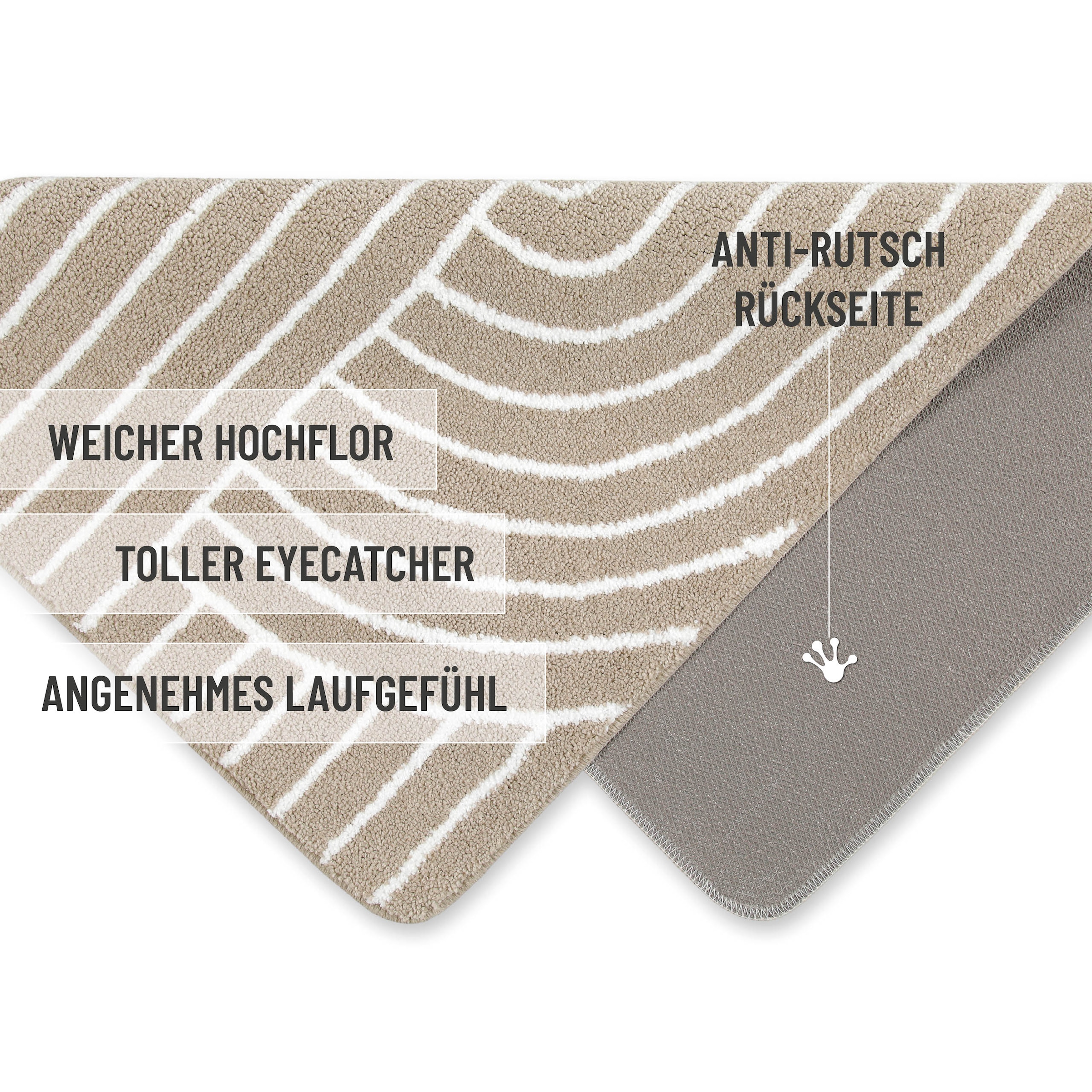 Wecon home Basics Badematte »Hilda« Höhe 15 mm waschbar, rutschfest, strapazierfähig, pflegeleicht mit Retro Muster