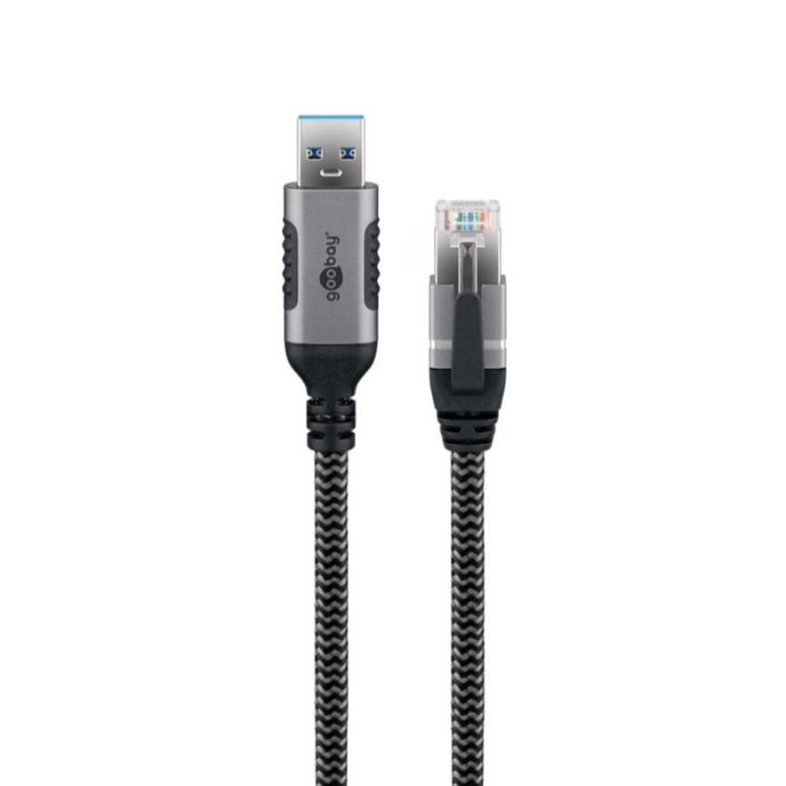 (1m) USB auf CAT 6 Ethernet LAN RJ45 Netzwerk Kabel Patchkabel FTP (70299) - Grau