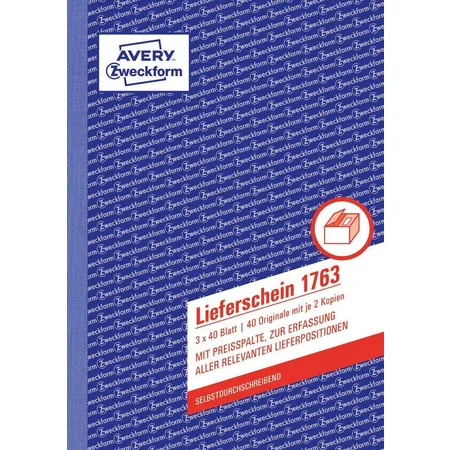 Avery Zweckform 1763 Lieferscheine mit Preisspalte, A5, selbstdurchschreibend, 3x40 Blatt