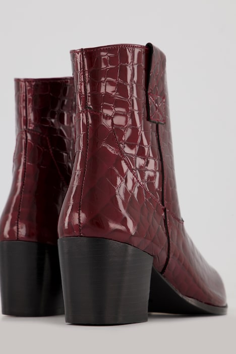 Leder-Stiefeletten, Kroko-Prägung, Weite H