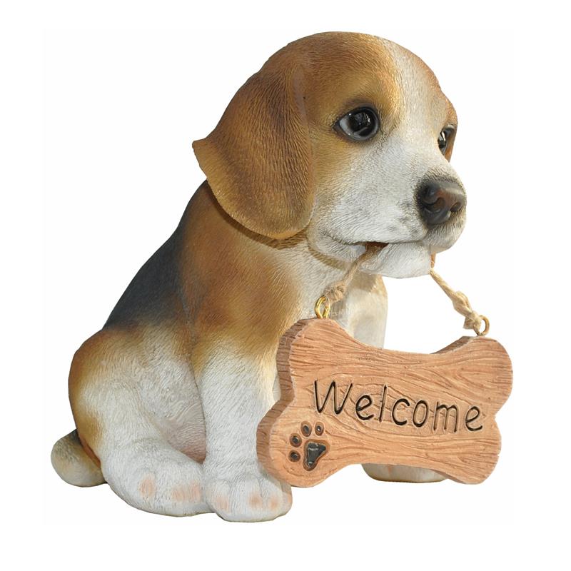 Dazikemo Gartenfigur Dekofigur Hund Beagle Willkommen