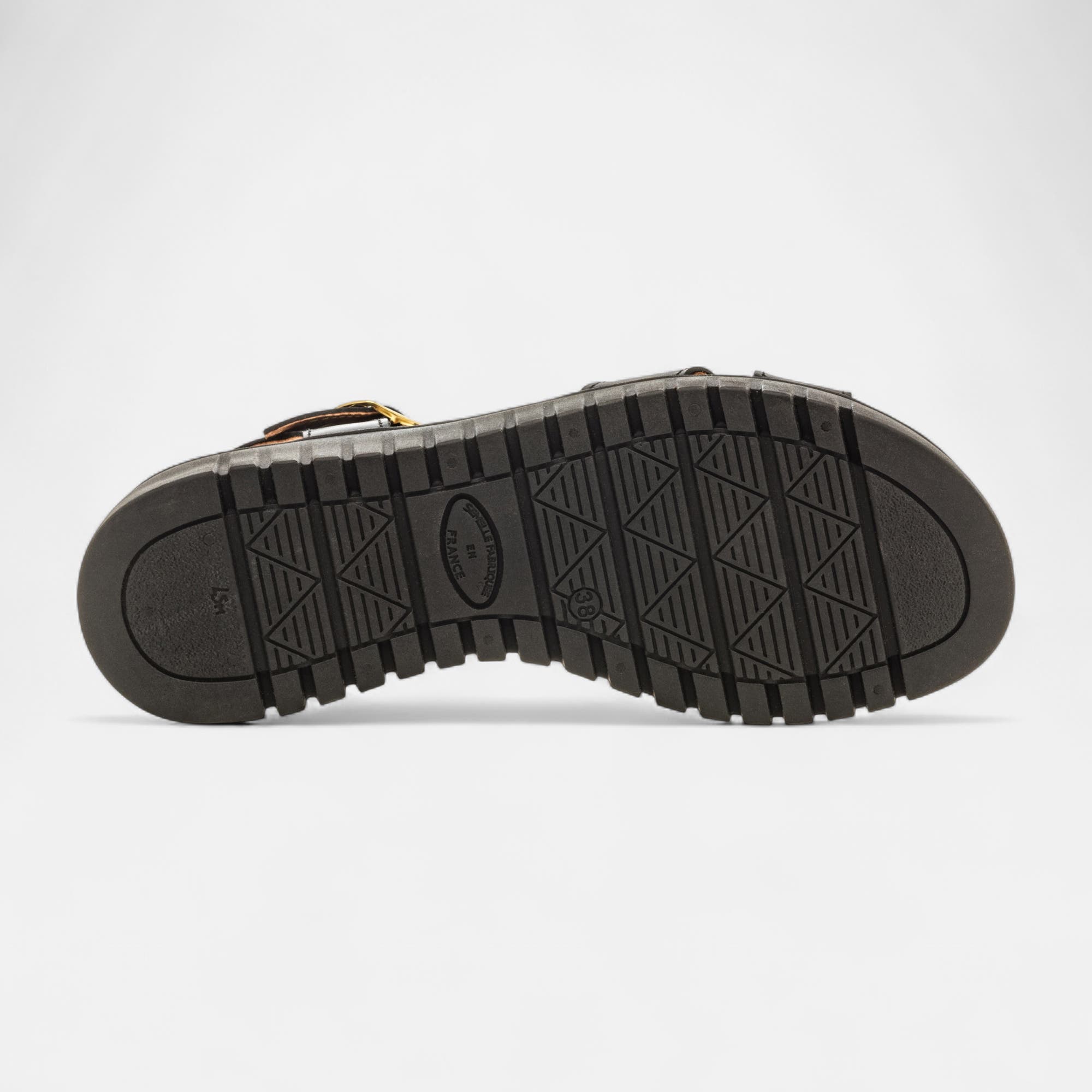 Sandales à talon compensé Femme en cuir noir