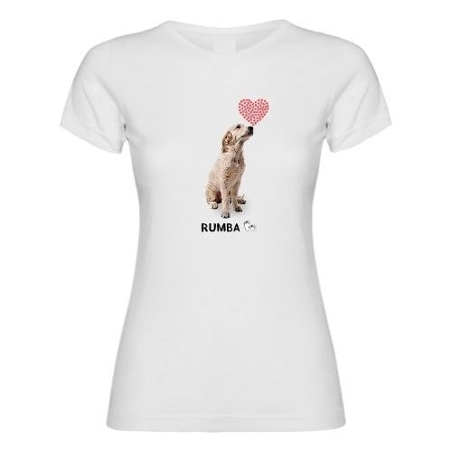 Camiseta infantil com coração no focinho, personalizável, branca