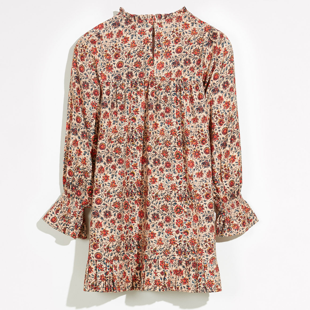 Bellerose Robe baby-doll en Coton & Laine Illy à fleurs beige/orange