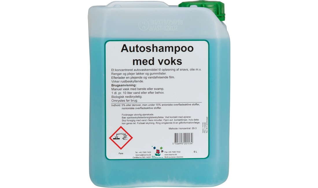 Autoshampoo m/voks, 5 liter