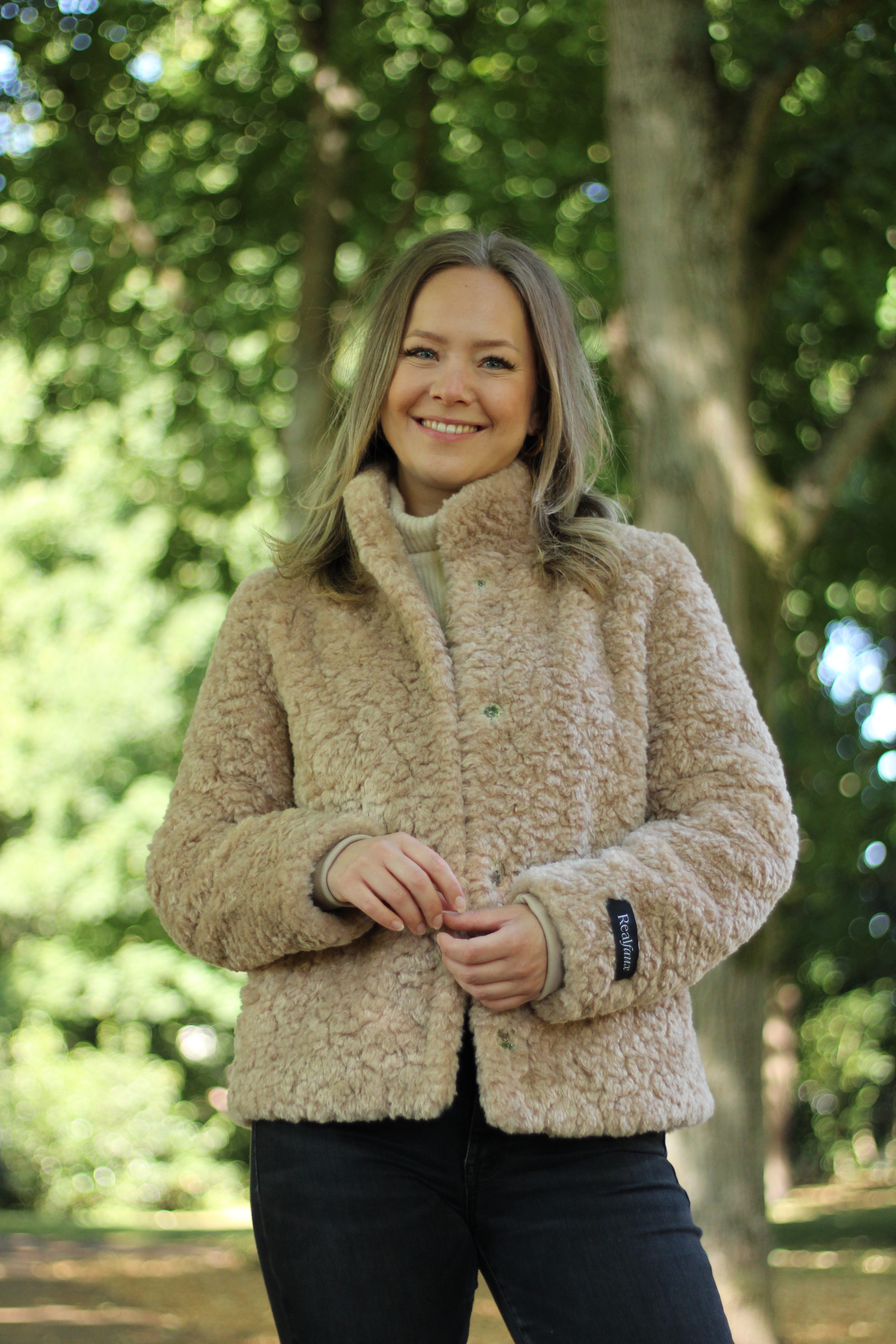Rino & Pelle - Kion Faux Fur Jacket With High Neck - Oat