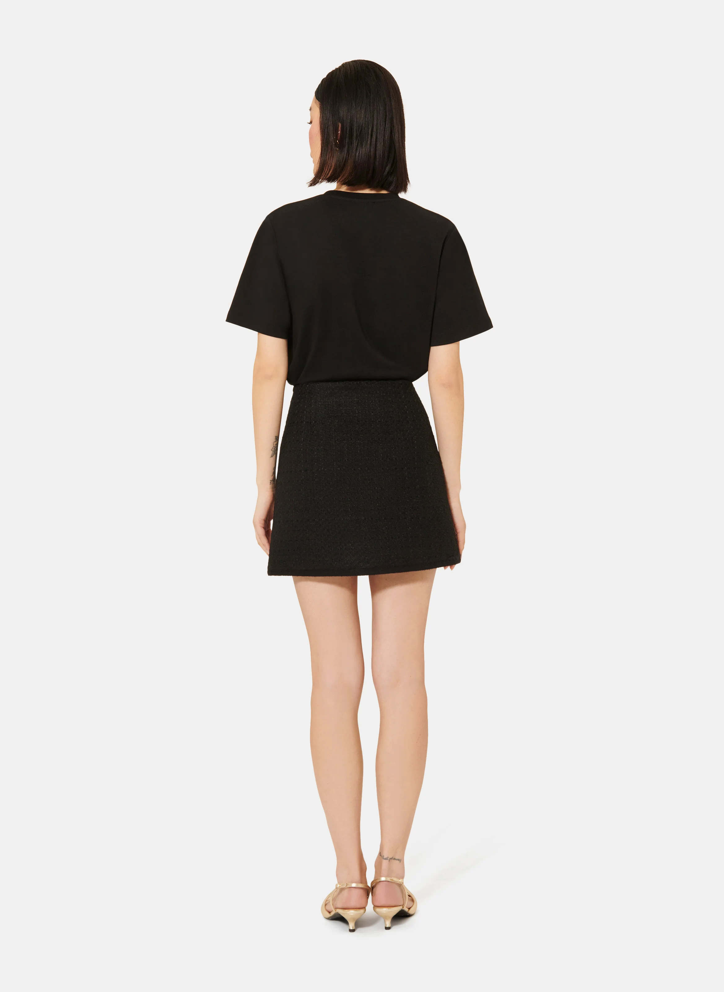 JUNIA - Jupe courte droite en tweed | Noir