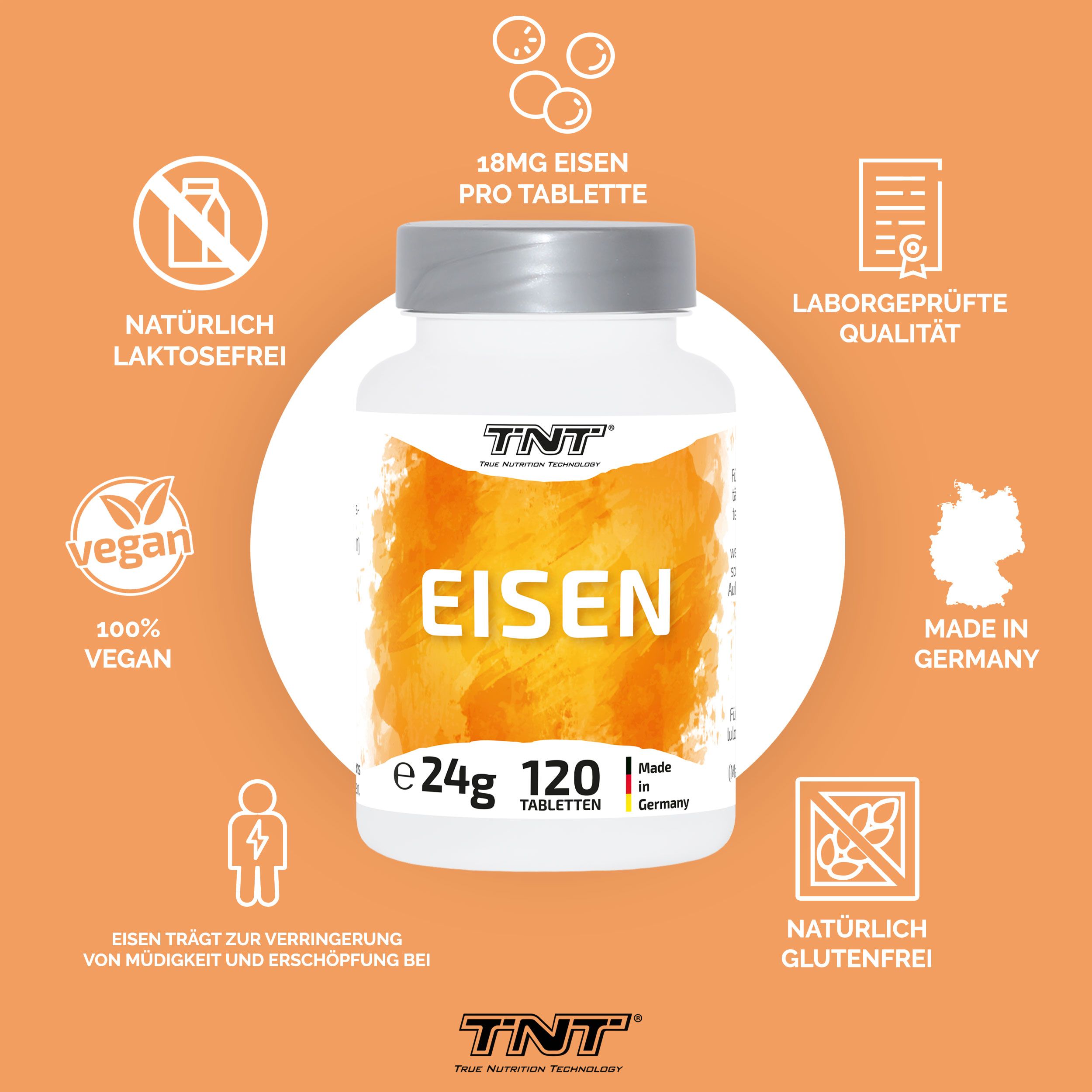 TNT Eisen - mit 18mg Eisen pro Tablette