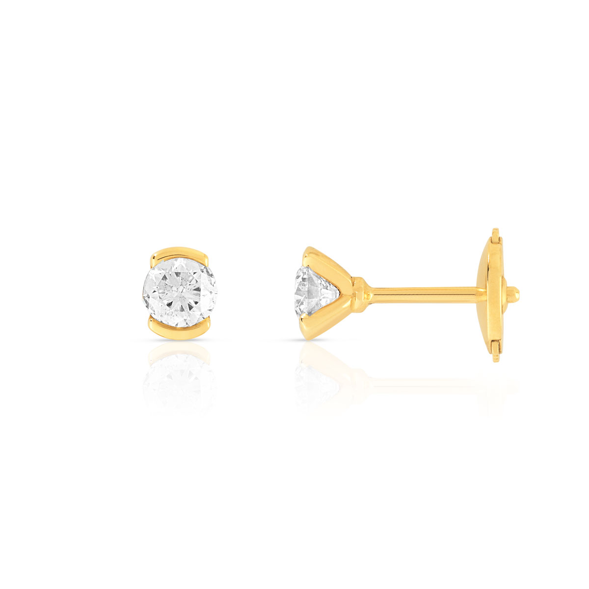 Boucles d'oreilles or jaune 750 diamant 0.40 carat h/p1