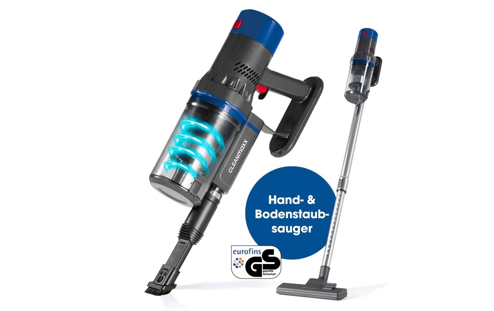 Akku-Hand- und Stielsauger Grau / BlauAkku-Zyklon-Staubsauger