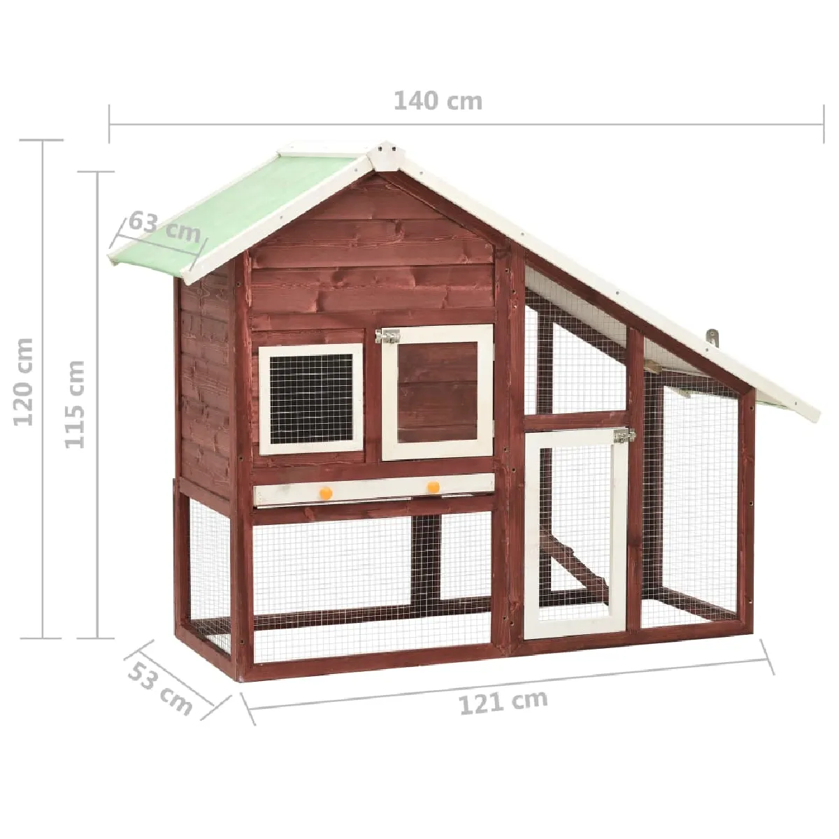 vidaXL Clapier Moka et Blanc 140x63x120 cm