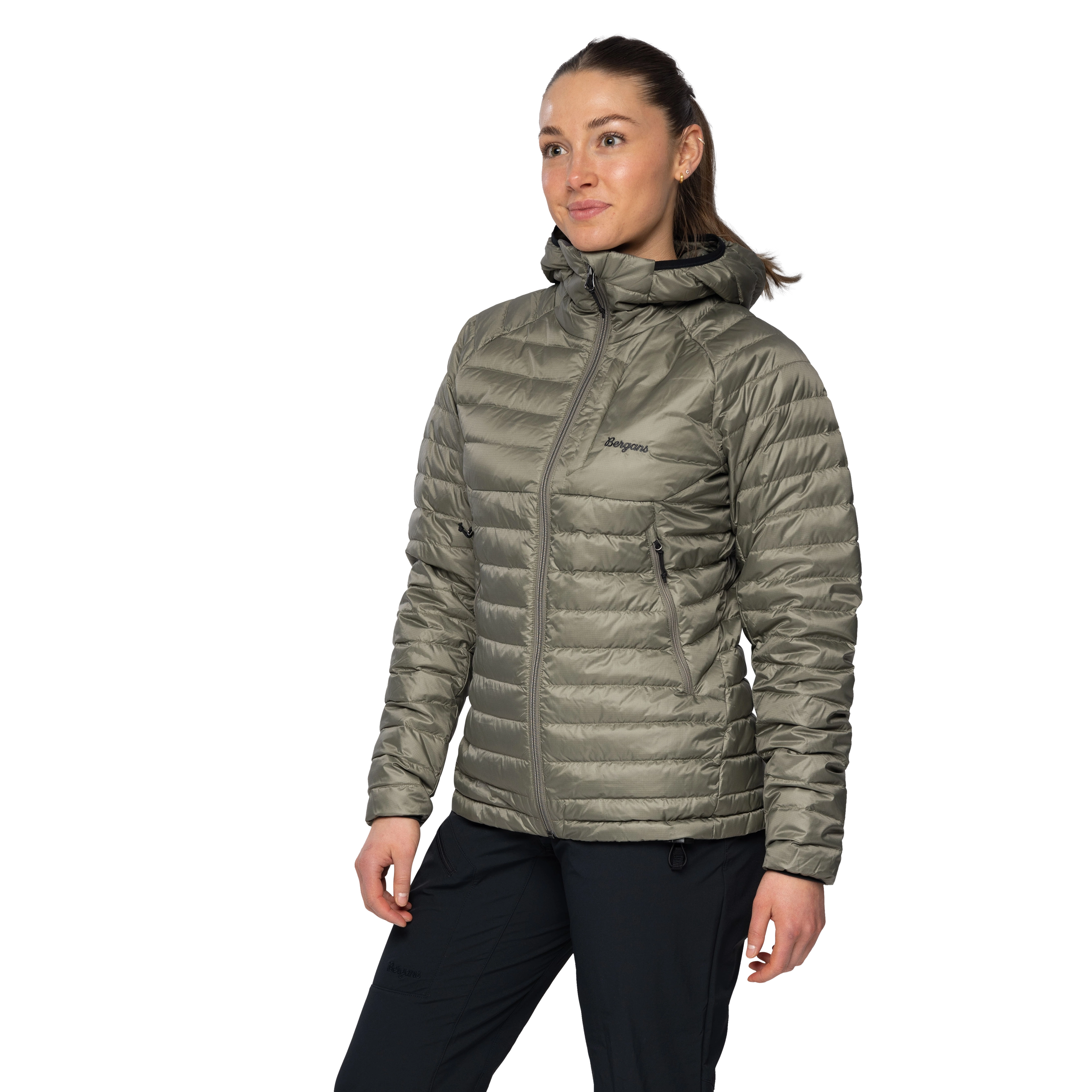 Vaagaa Light Down Jacket Hood Women Green Mud