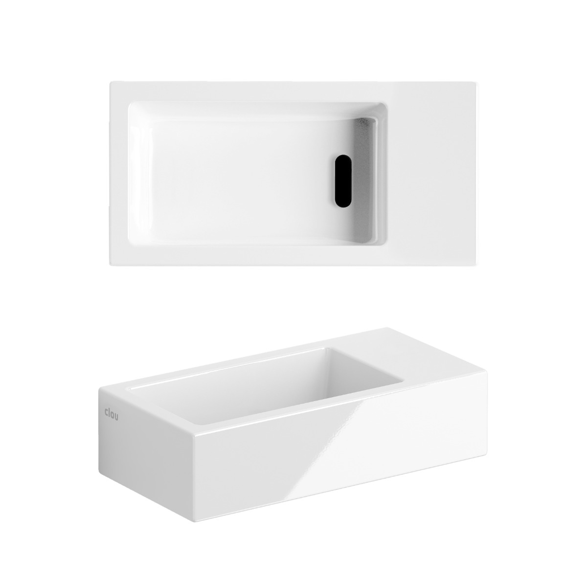 Clou Flush 3 keramische fontein 36cm zonder kraangat rechts wit glans