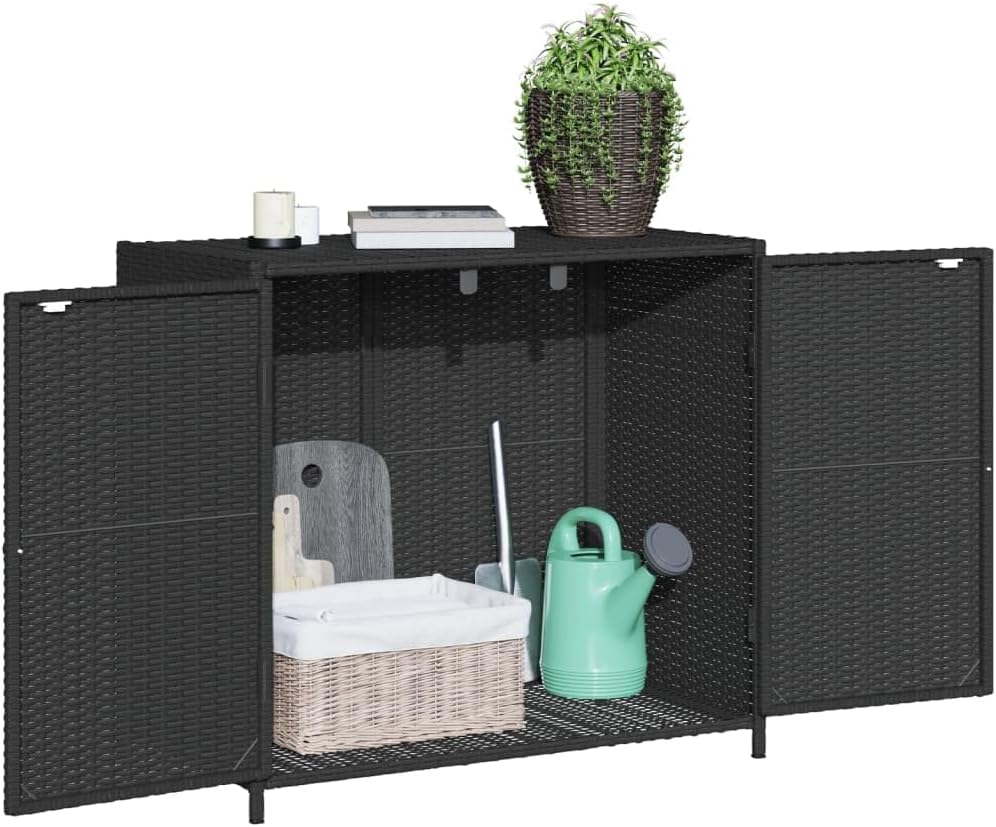 Kangmusi Gartenschrank Schwarz 83x45x76 cm Poly Rattan, kangmusi365543