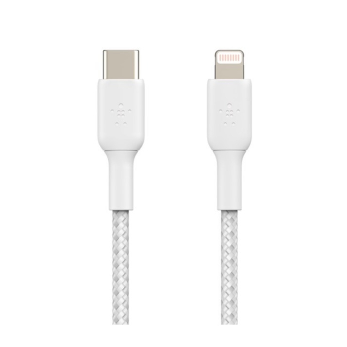 (1m) Boost Charge MFi USB C auf Lightning Ladekabel Nylon Datenkabel (CAA004BT1MWH) - Weiss