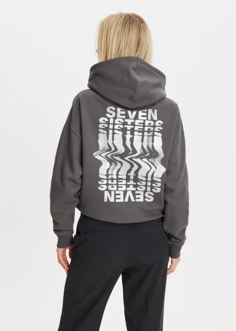 Hoodie met print faded antraciet (ANTRA)