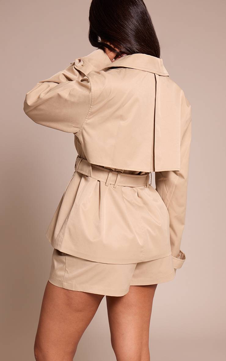 Beige Short Tailleur Plissé Petite