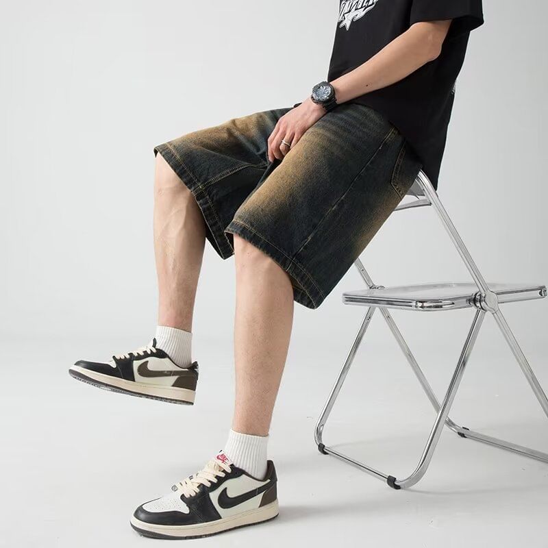 Maxelane - Mid Rise Washed Denim Shorts