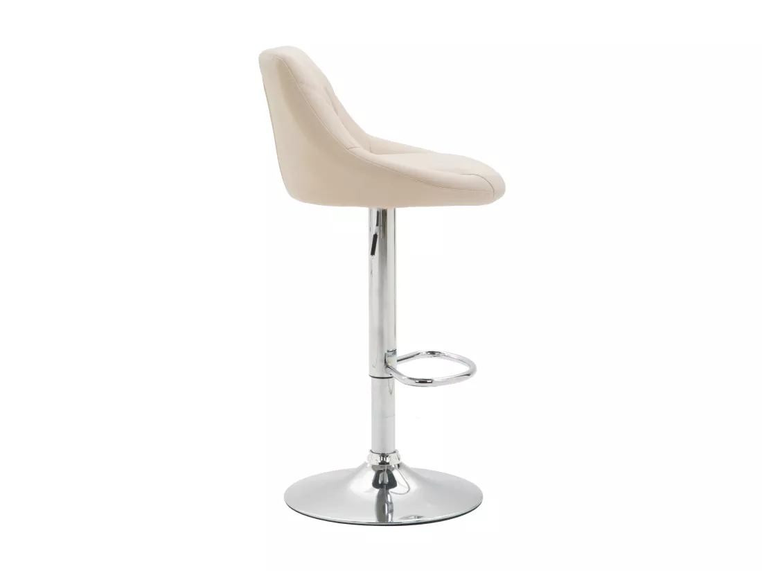 Lot de 2 Tabourets de bar - Similicuir & Métal chromé - Crème - Lazio