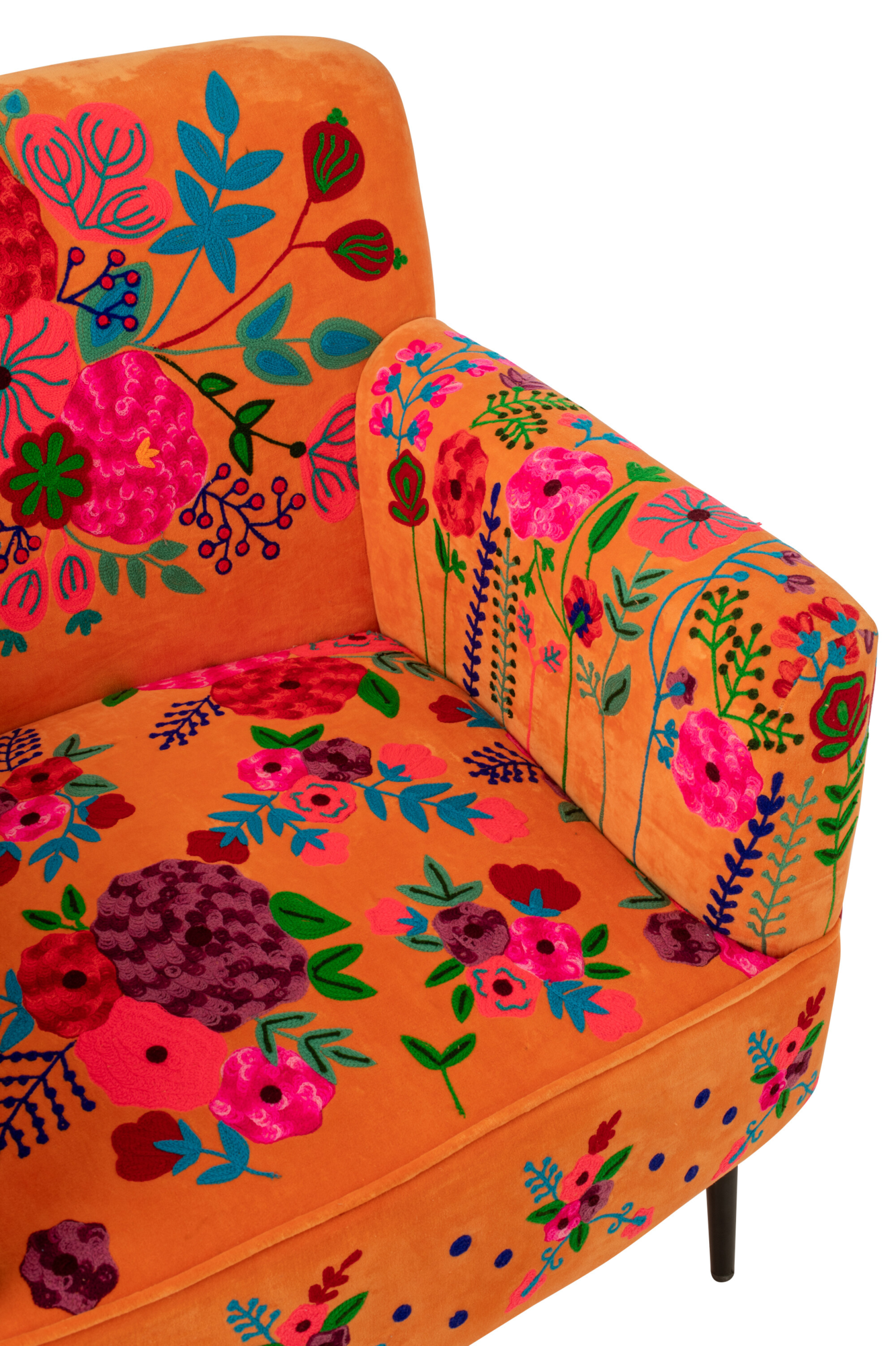 Fauteuil Bloemen Mangohout Oranje