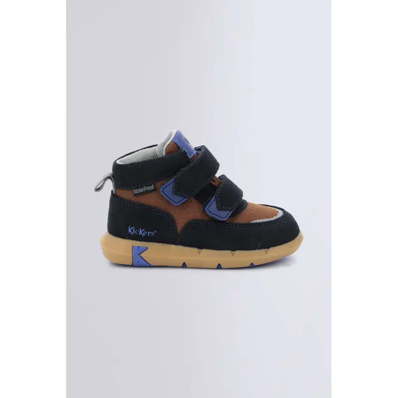 JUNIBO MARINE MARRON SNEAKERS HAUTES Cuir/Textile Garçon