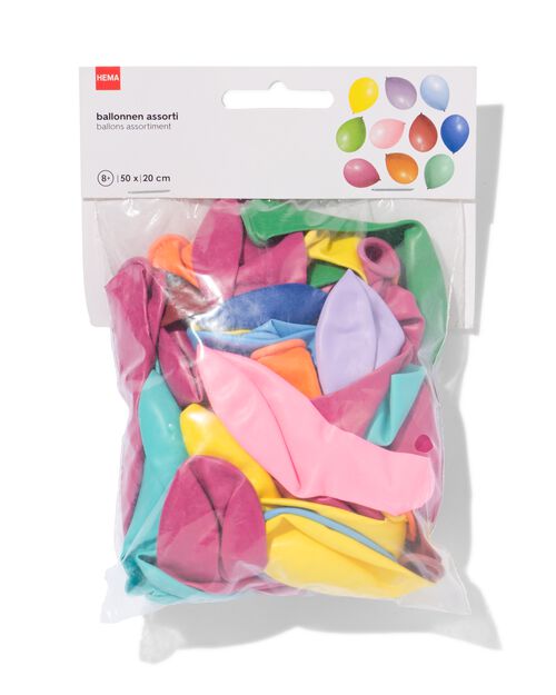 ballons Ø20cm assortis - 50 pièces