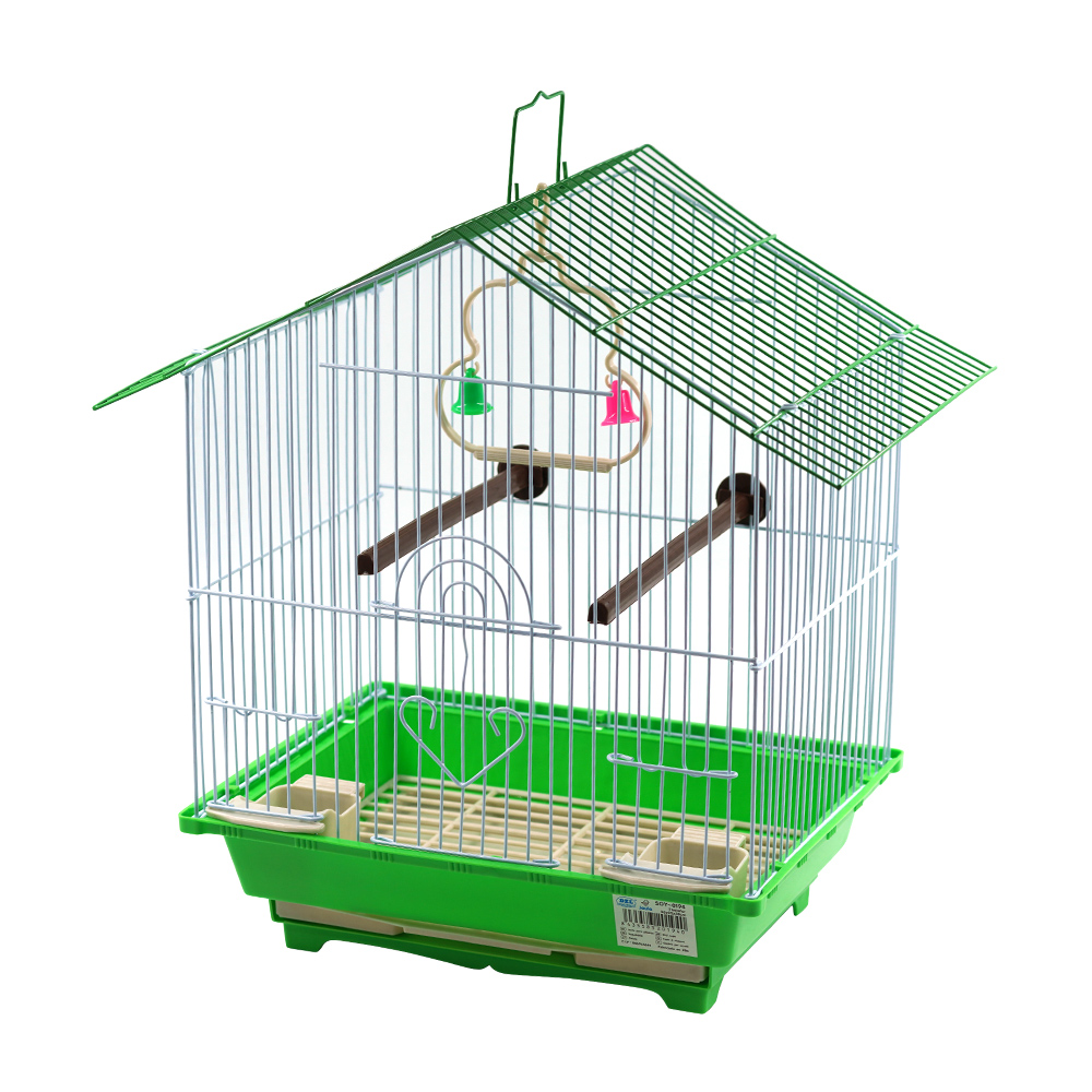 Gaiola para pássaros DZL com comedouros, poleiros e balanços (38*30*23cm) - Cor aleatória.