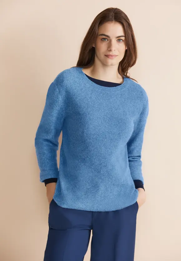 Melange Strickpullover - light spring blue melange