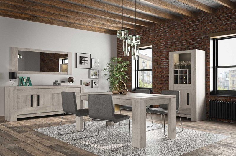 Dressoir Bosy - Lichtgrijze Eik - 4 Deuren - Spaanplaat