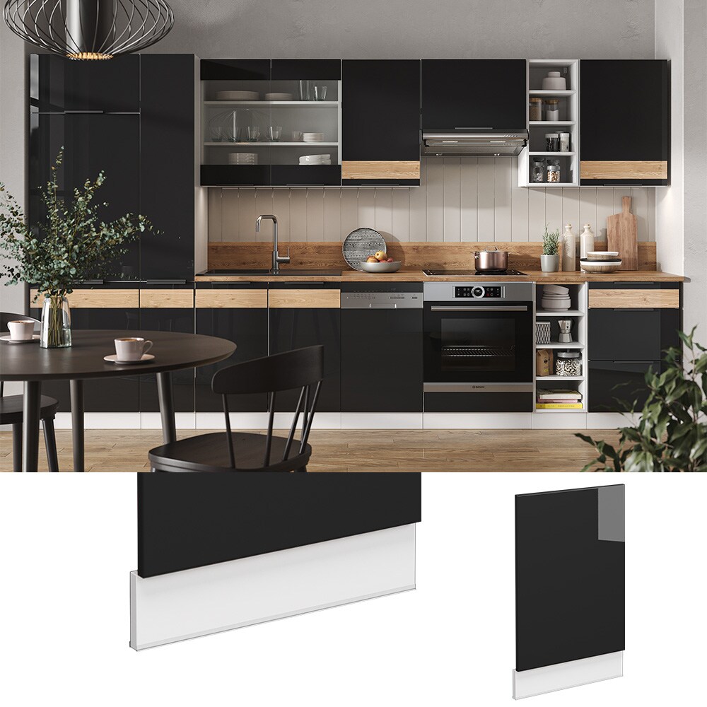 Vicco Geschirrspülerblende Geschirrspülfront Küchenmöbel Fame-Line Weiß Schwarz 45 cm modern Hochglanz