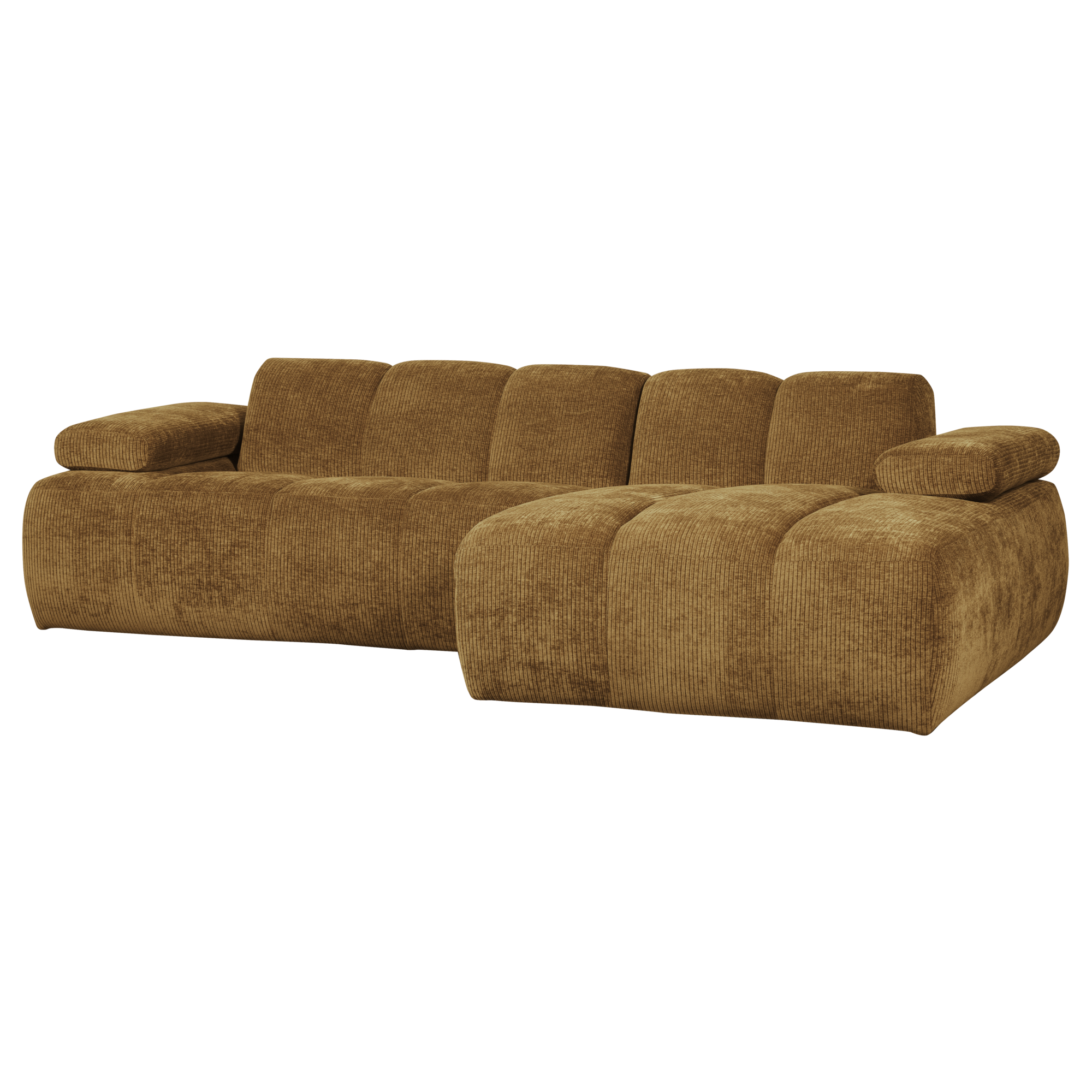 Chaise Longue Mojo Mojo Chaise Longue Rechts - Geweven Ribstof - Honinggeel