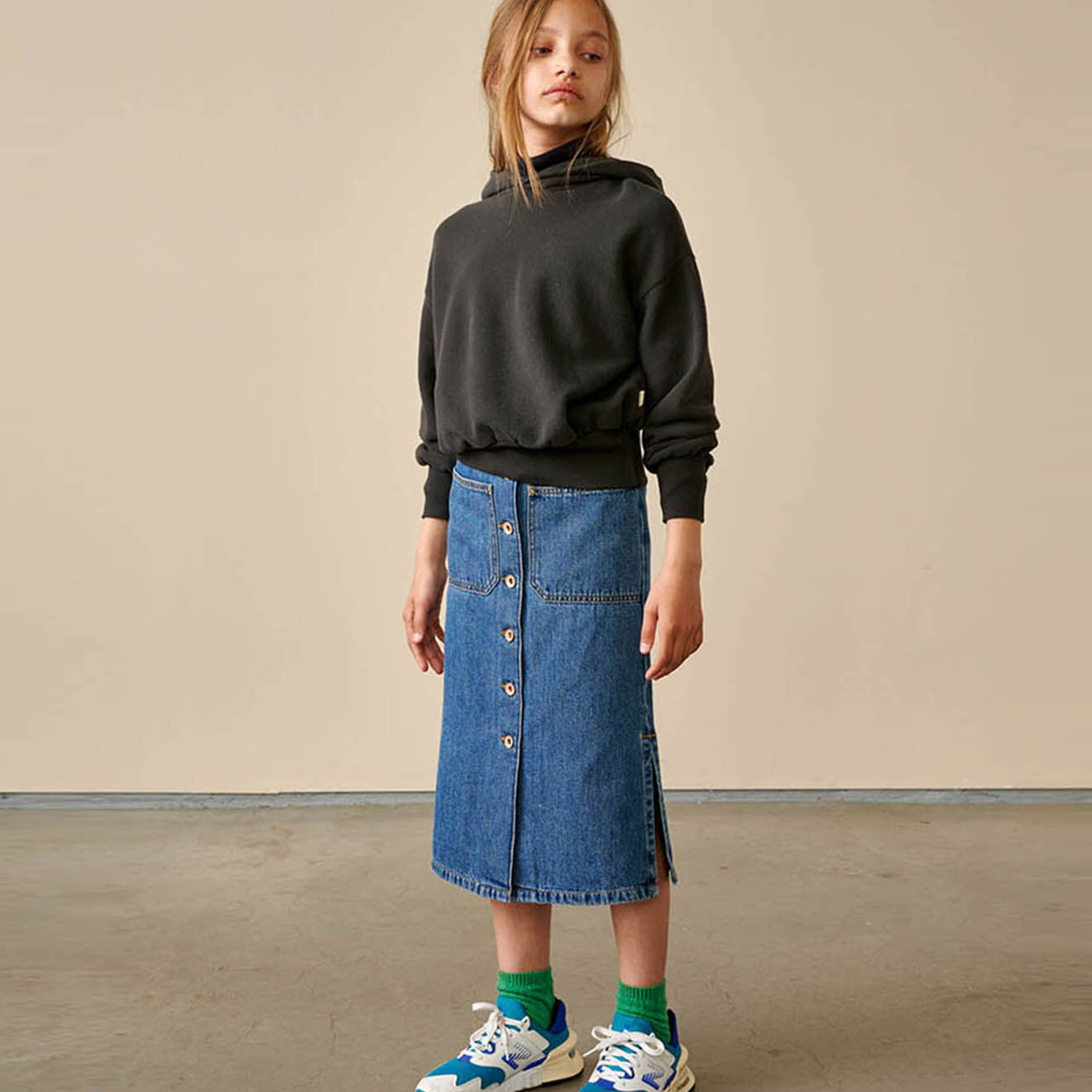 Bellerose Sweat Vasso en Coton à capuche anthracite