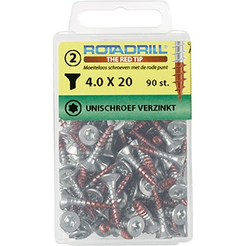 Rotadrill schroef universeel platkop torx verzinkt 4.0x20 mm 90 stuks
