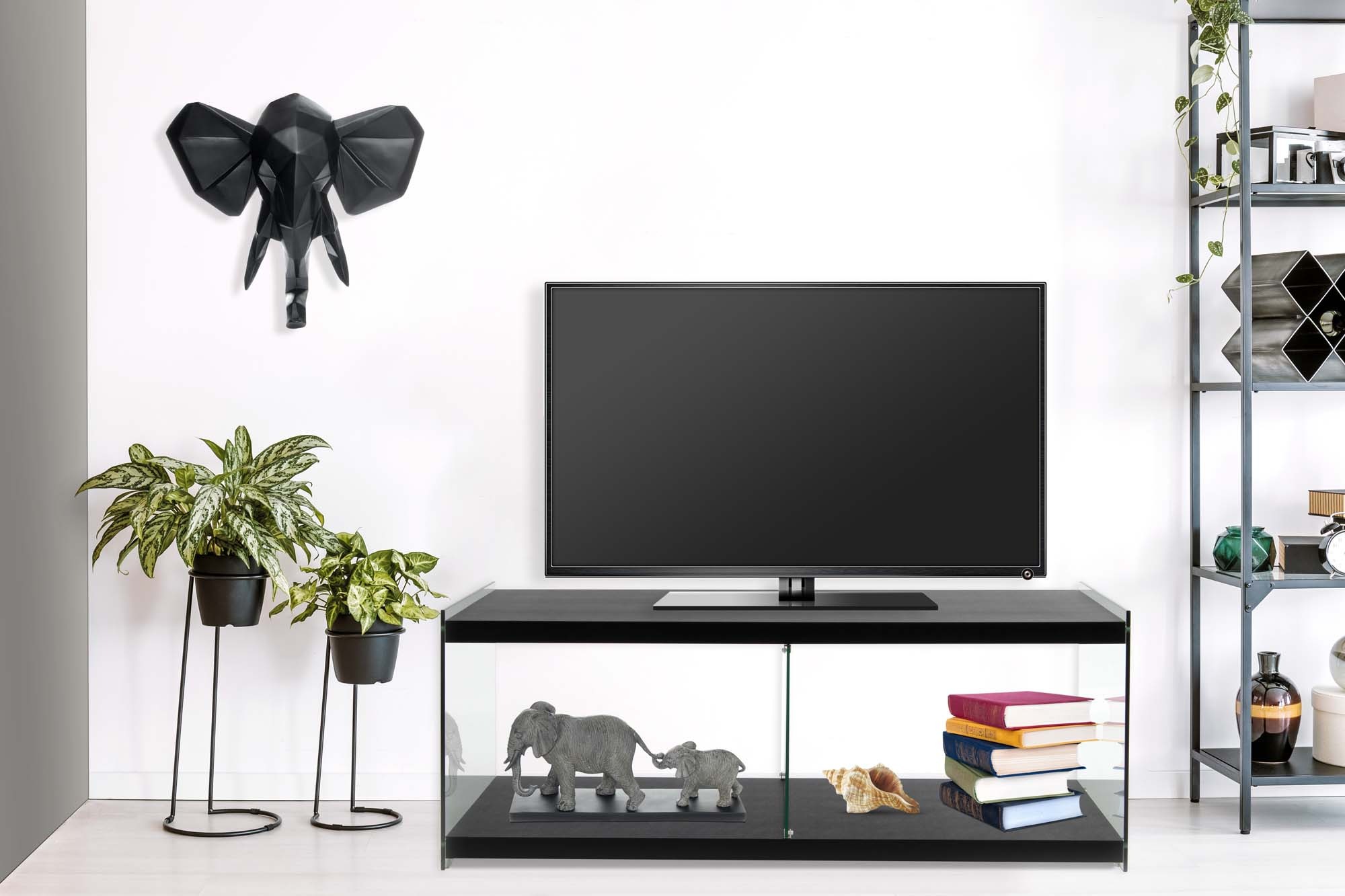 Kayoom TV-Schrank »TV-Tisch Elementary, eckige Form, viel Ablagefläche« 1 Stk. tlg. TV-Tisch, gehärtetes Glas, pflegeleicht