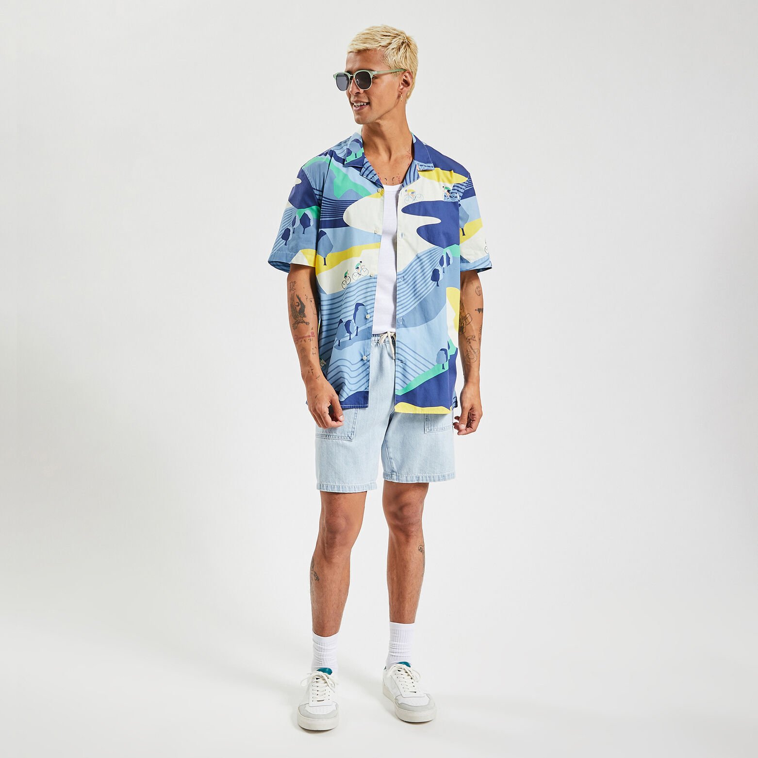 Chemisette regular licence Tour de France coton bi Bleu