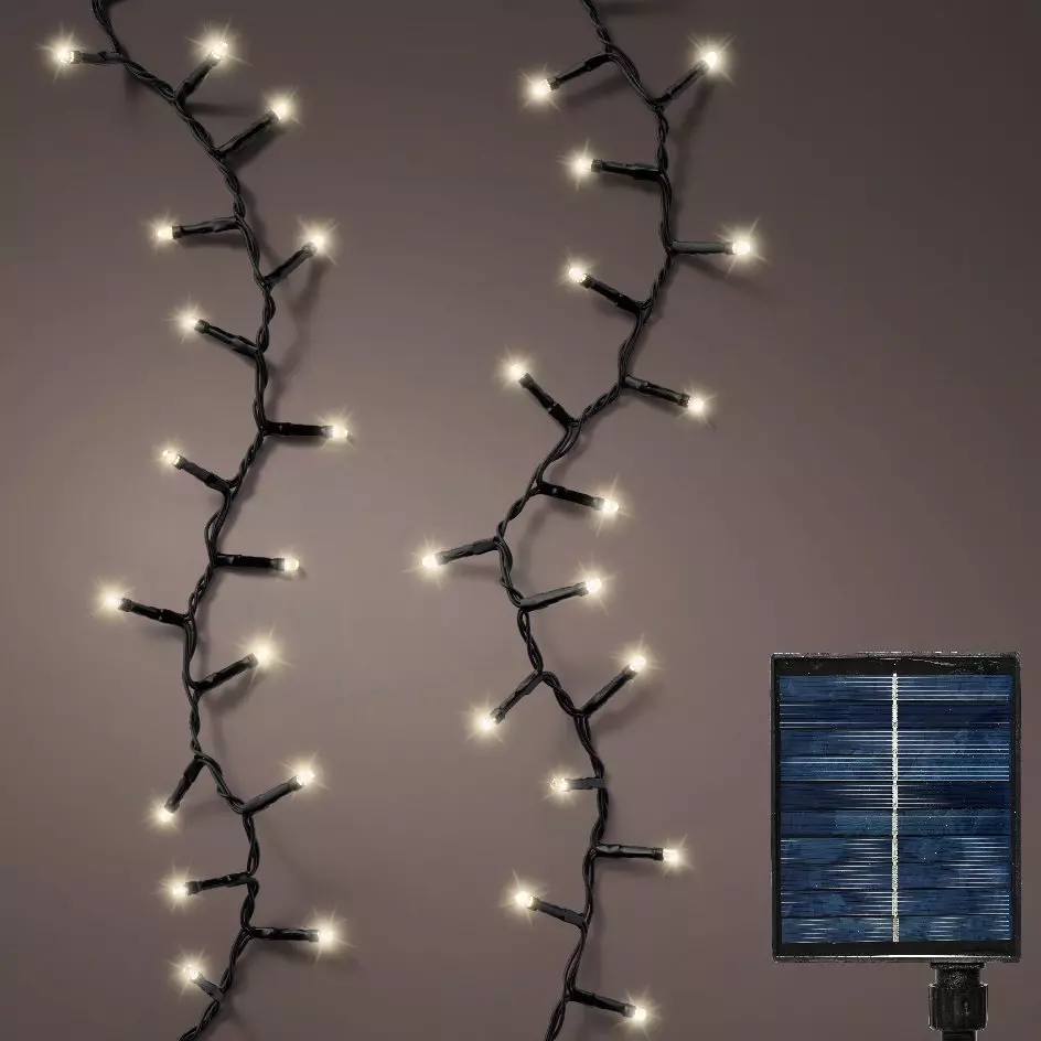 Guirlande lumineuse Solaire 22,50 m 1000 LED câble noir Rechargeable Blanc chaud
