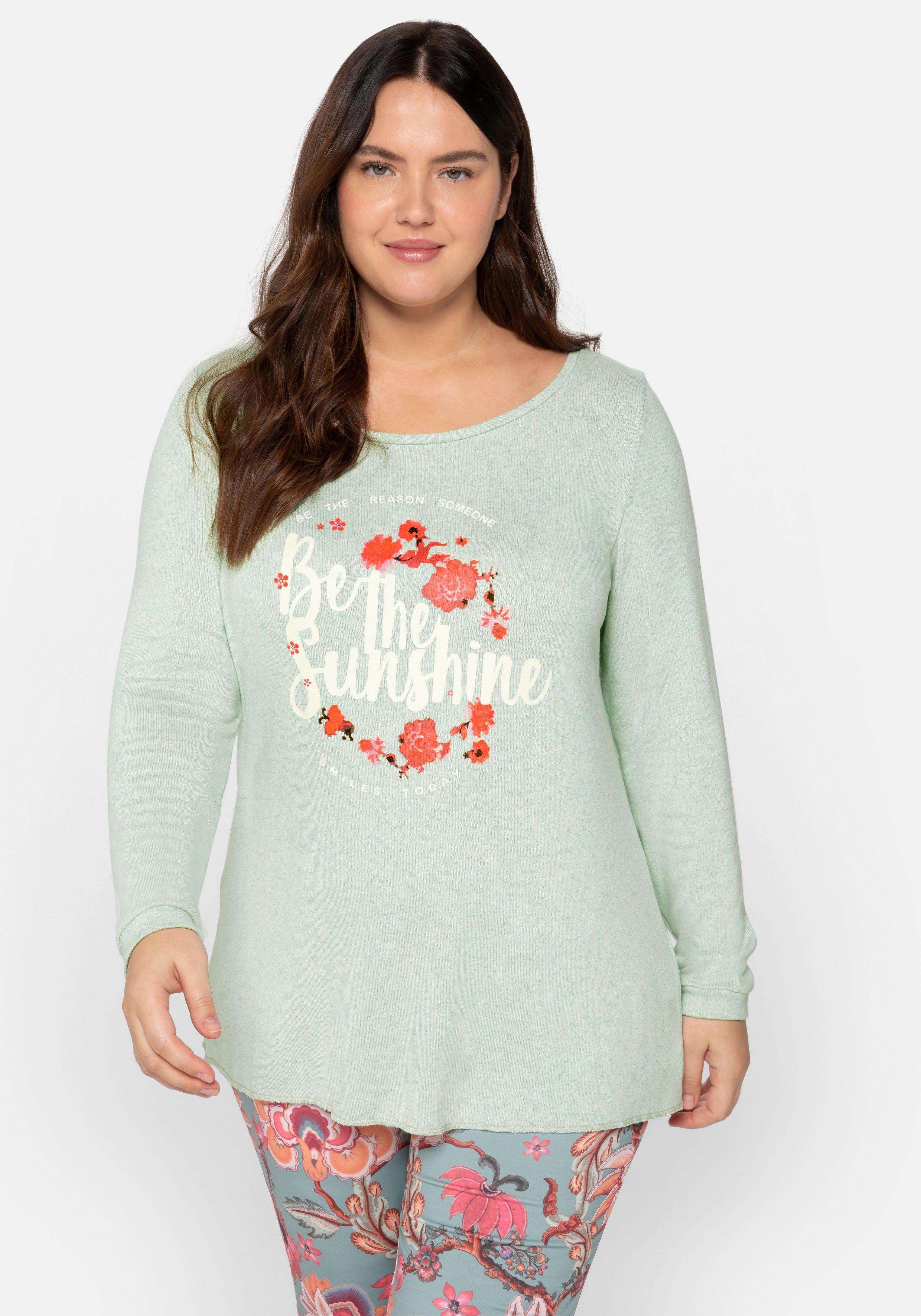 Langarmshirt aus softem Feinstrick, mit Frontdruck